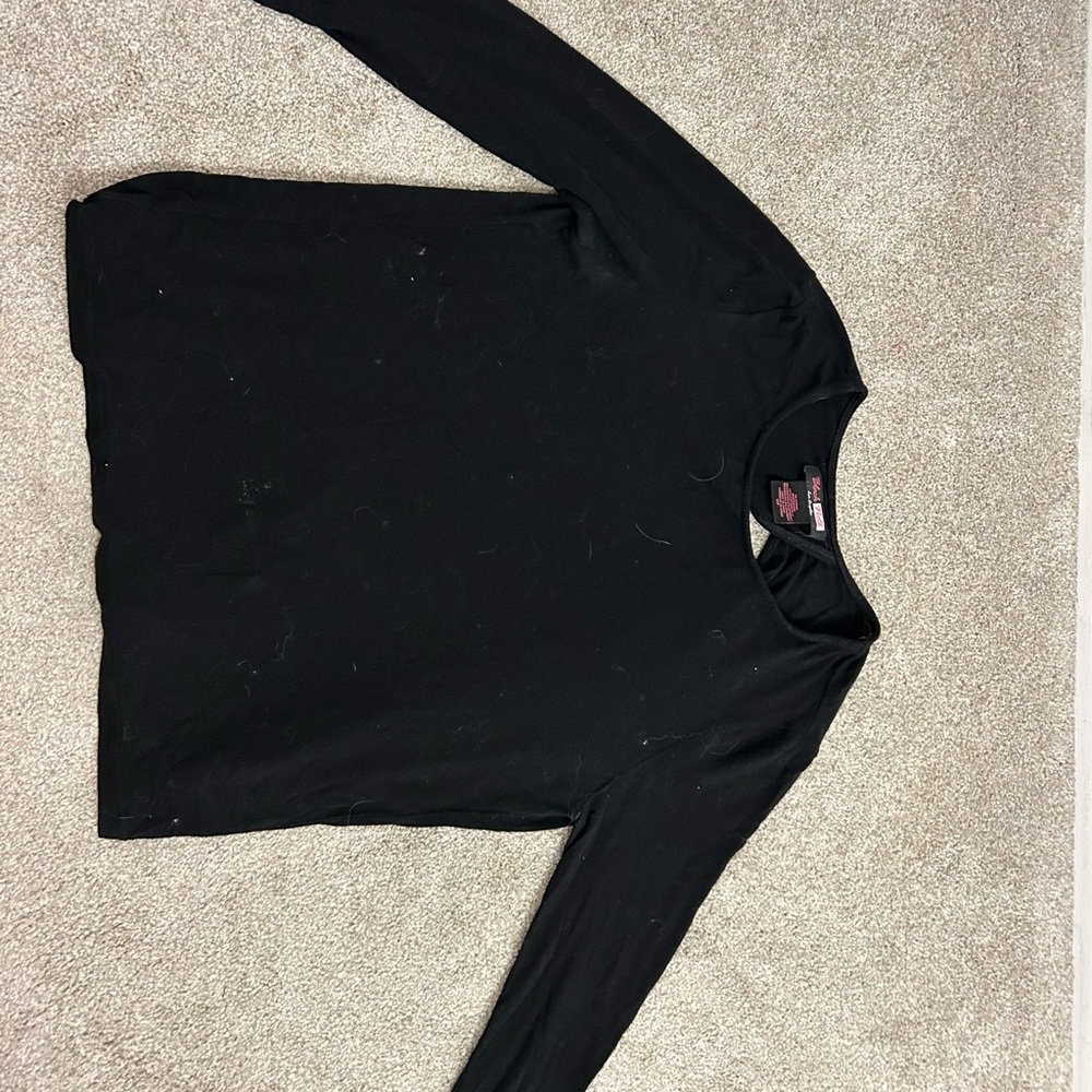 Black Long Sleeve Backless Top